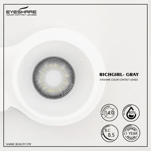 Pupilentes Richgirl Gray - EyeShare Anuales + Estuche