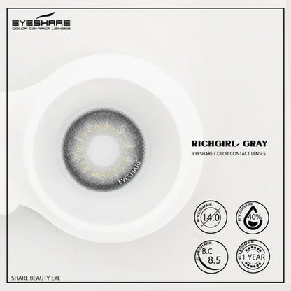 Pupilentes Richgirl Gray - EyeShare Anuales + Estuche