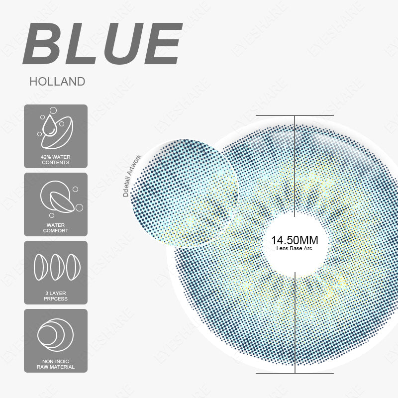 Pupilentes Holland Blue - EyeShare Anuales + Estuche