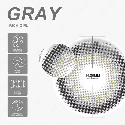 Pupilentes Richgirl Gray - EyeShare Anuales + Estuche