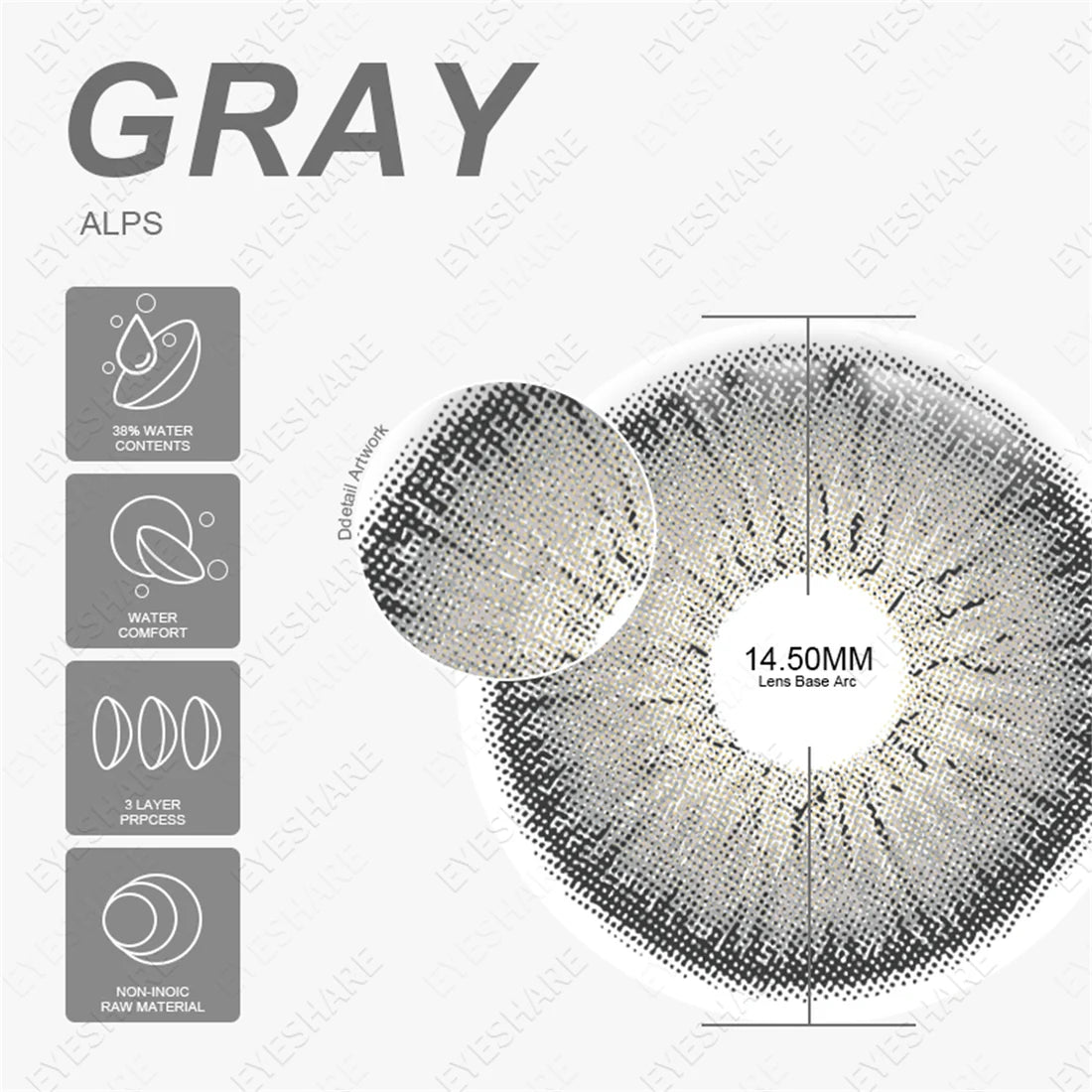 Pupilentes Alps Gray - EyeShare Anuales + Estuche