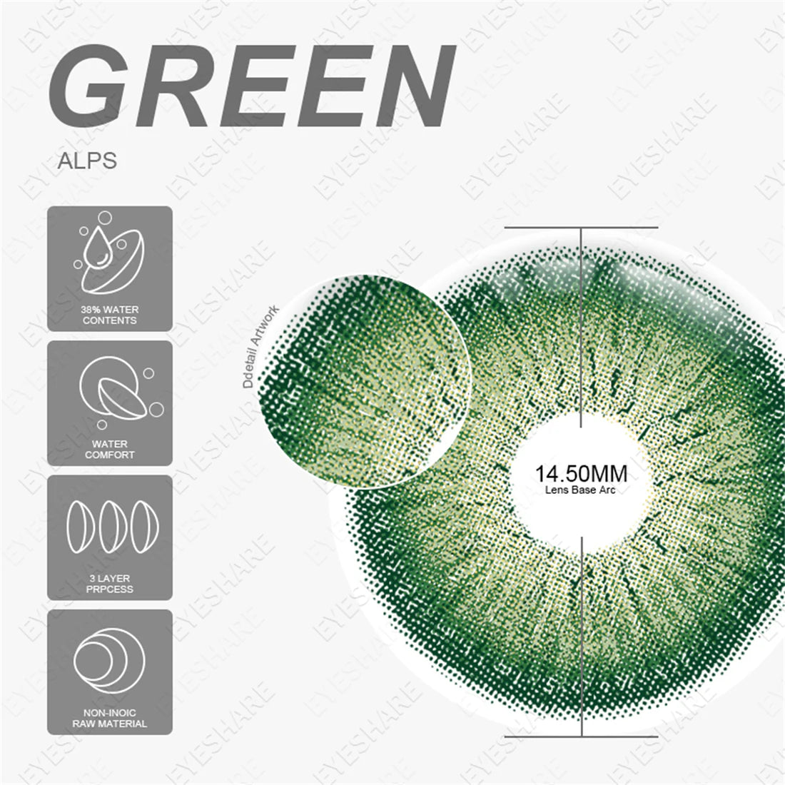 Pupilentes Alps Green - EyeShare Anuales + Estuche