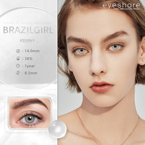 Pupilentes BrazilGirl IceGray - EyeShare Anuales + Estuche