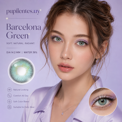 Pupilentes Barcelona Green - EyeShare Anuales + Estuche
