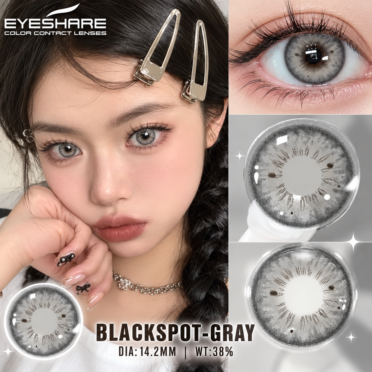 Pupilentes Blackspot Gray - EyeShare Anuales + Estuche