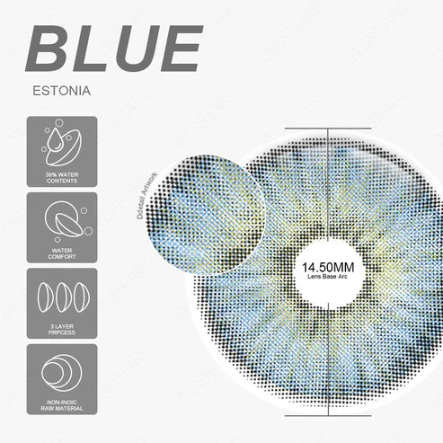 Pupilentes Estonia Blue - EyeShare Anuales + Estuche