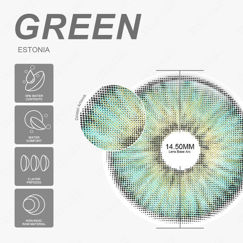 Pupilentes Estonia Green - EyeShare Anuales + Estuche