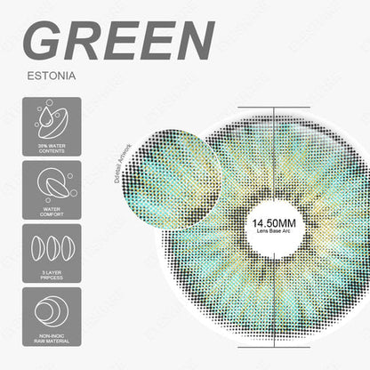 Pupilentes Estonia Green - EyeShare Anuales + Estuche