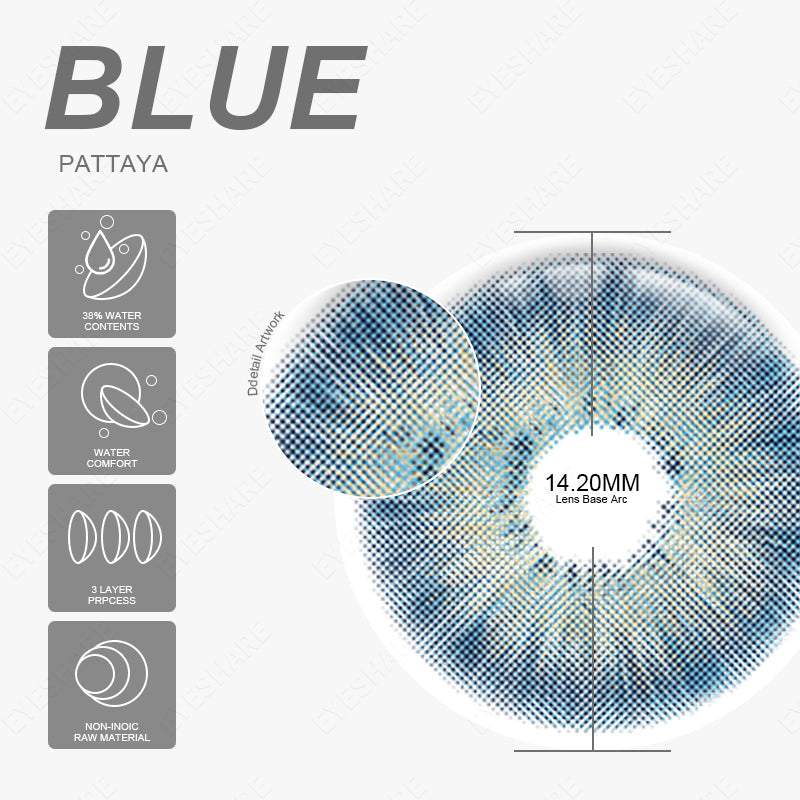 Pupilentes Pattaya Blue - EyeShare Anuales + Estuche