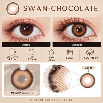 Pupilentes Swan Chocolate - EyeShare Anuales + Estuche