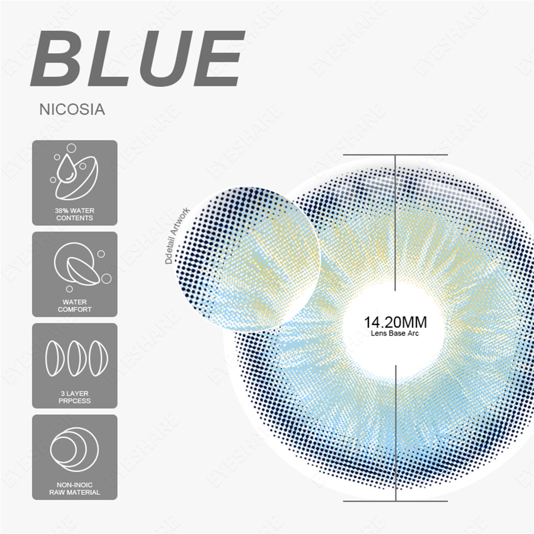 Pupilentes Nicosia Blue - EyeShare Anuales + Estuche