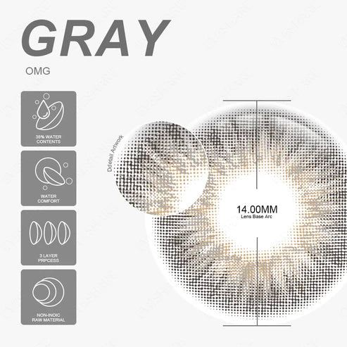 Pupilentes OMG Gray - EyeShare Anuales + Estuche
