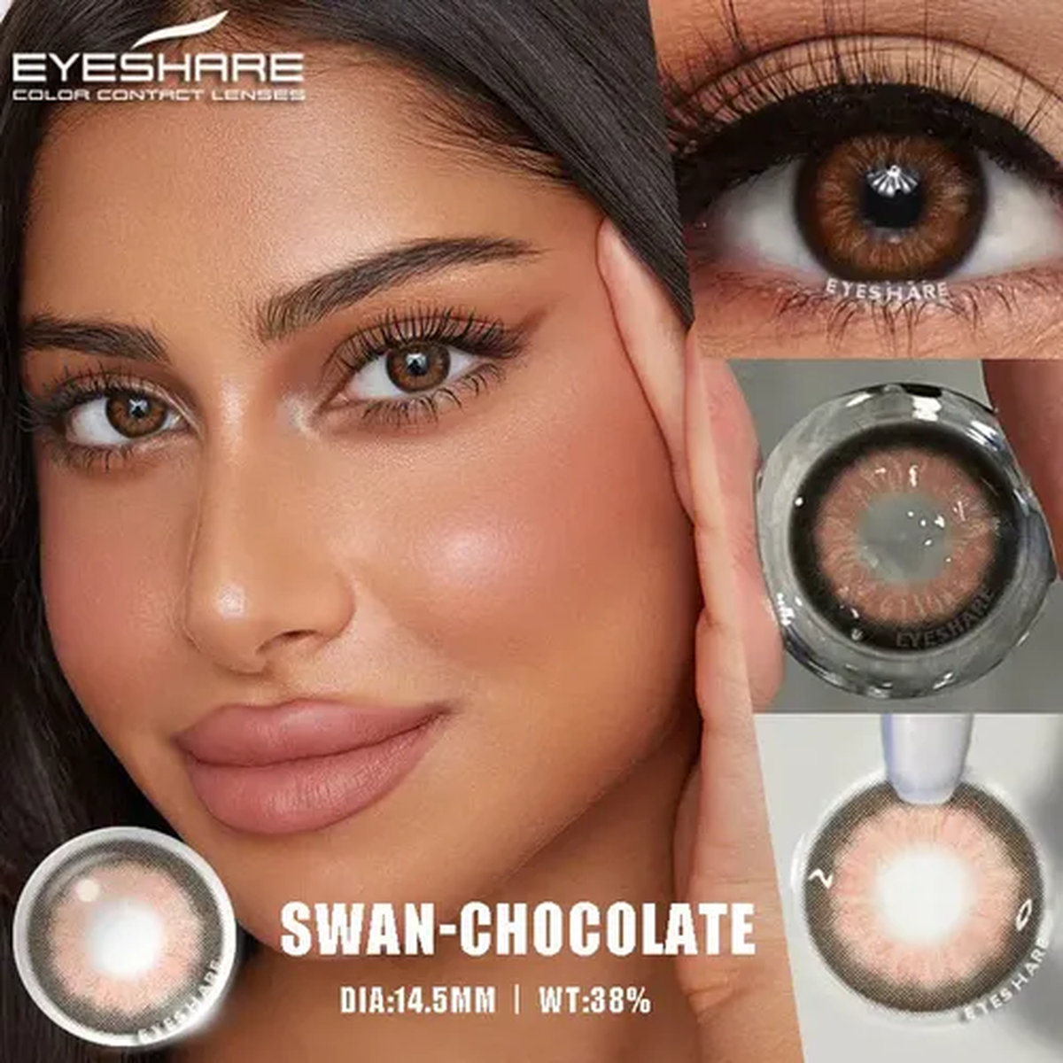 Pupilentes Swan Chocolate - EyeShare Anuales + Estuche
