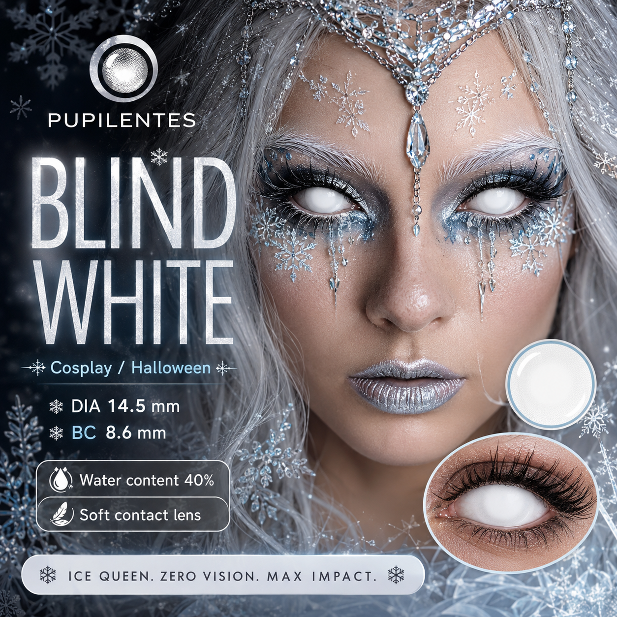Pupilentes Blind White - EyeShare Anuales + Estuche